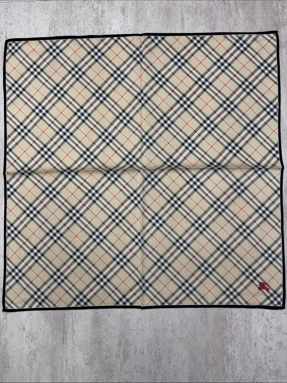 Burberry Vintage Check Pocket Square in Beige, Black & Red cotton